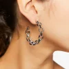 Chain Open-End Hoop Earrings