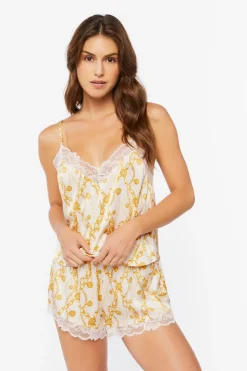 Chain Print Lace-Trim Cami & Shorts Set
