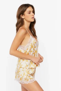 Chain Print Lace-Trim Cami & Shorts Set