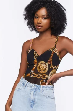 Chain Print Mesh Bodysuit