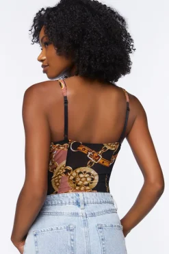 Chain Print Mesh Bodysuit