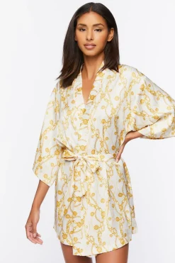 Chain Print Satin Robe