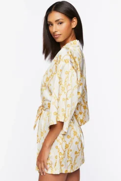 Chain Print Satin Robe