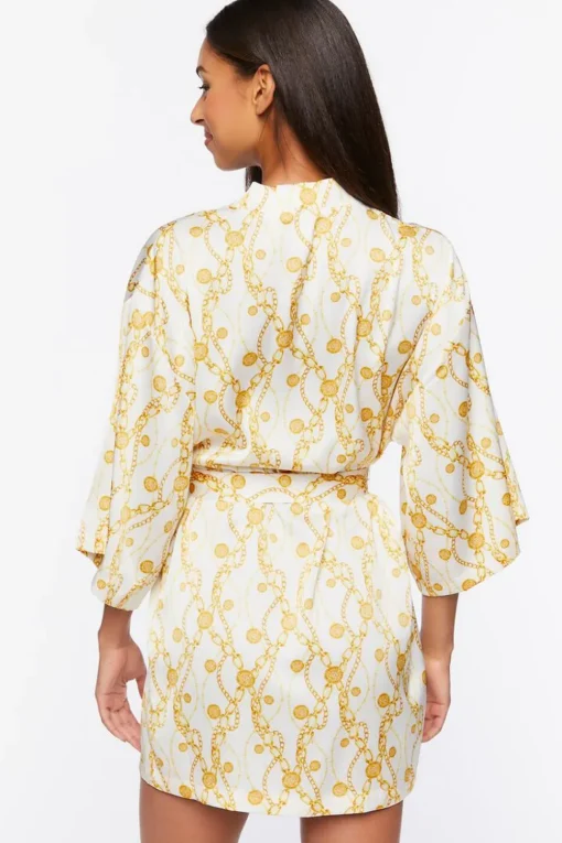 Chain Print Satin Robe