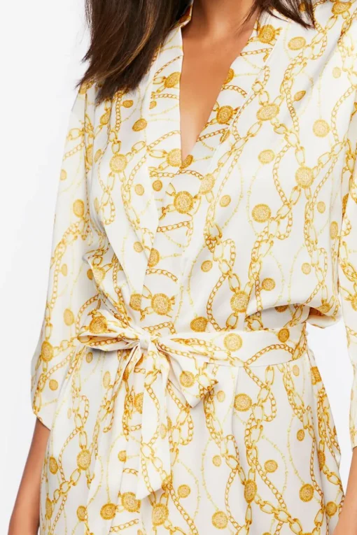 Chain Print Satin Robe