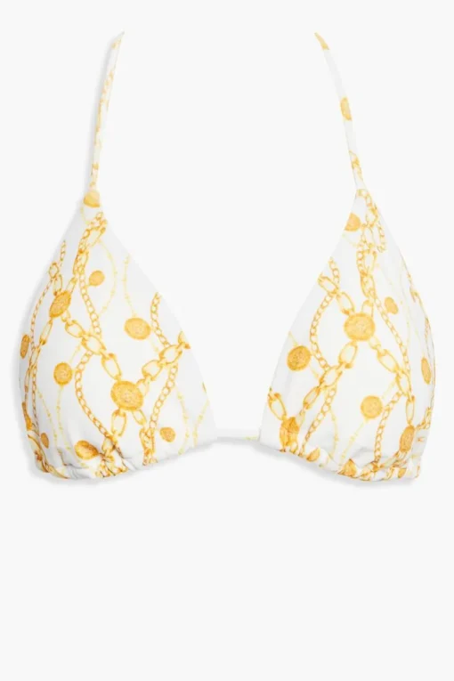 Chain Print Triangle Bikini Top