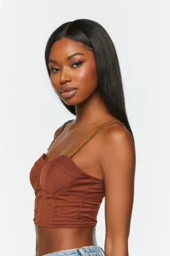 Chain-Strap Bustier Crop Top
