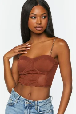 Chain-Strap Bustier Crop Top