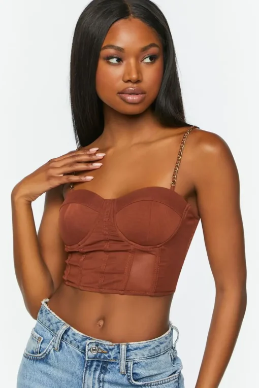 Chain-Strap Bustier Crop Top