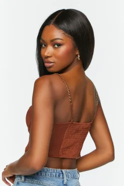 Chain-Strap Bustier Crop Top