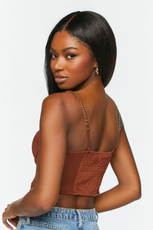 Chain-Strap Bustier Crop Top
