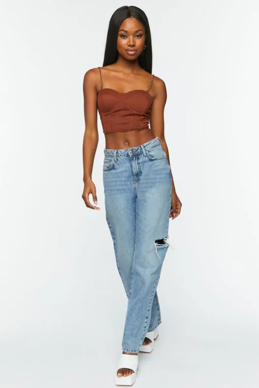 Chain-Strap Bustier Crop Top
