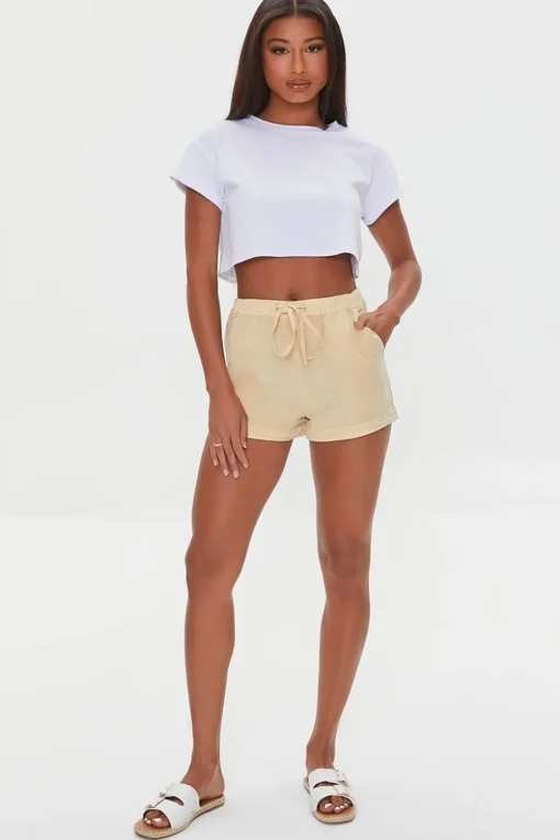 Chambray Drawstring Shorts