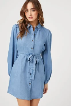 Chambray Mini Shirt Dress