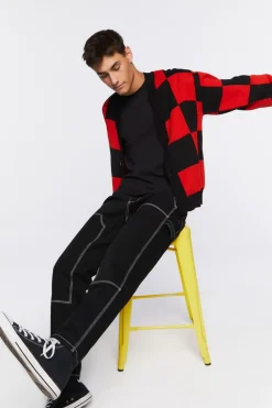 Checkered Cardigan Sweater
