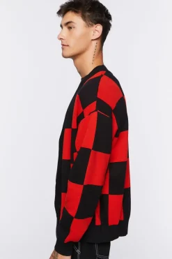 Checkered Cardigan Sweater