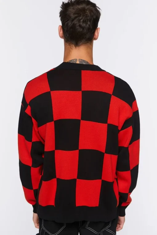 Checkered Cardigan Sweater