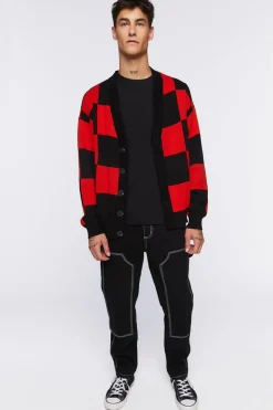 Checkered Cardigan Sweater