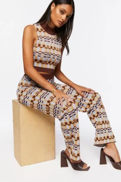 Checkered Crop Top & Pants Set