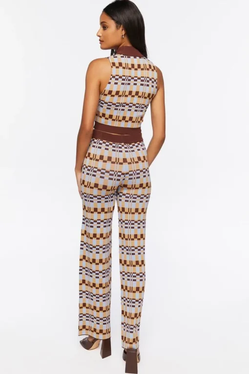 Checkered Crop Top & Pants Set