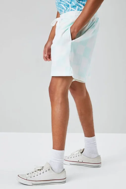 Checkered Drawstring Sweatshorts