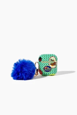 Checkered Earbuds Case & Keychain Set
