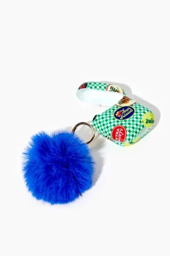Checkered Earbuds Case & Keychain Set