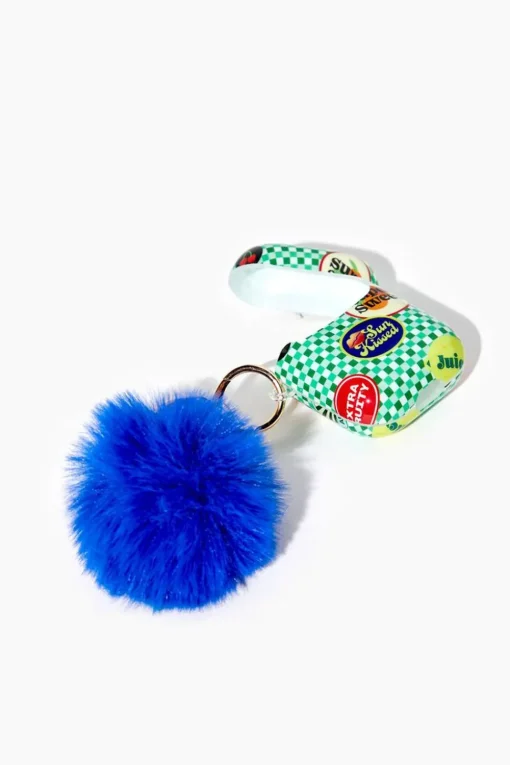 Checkered Earbuds Case & Keychain Set