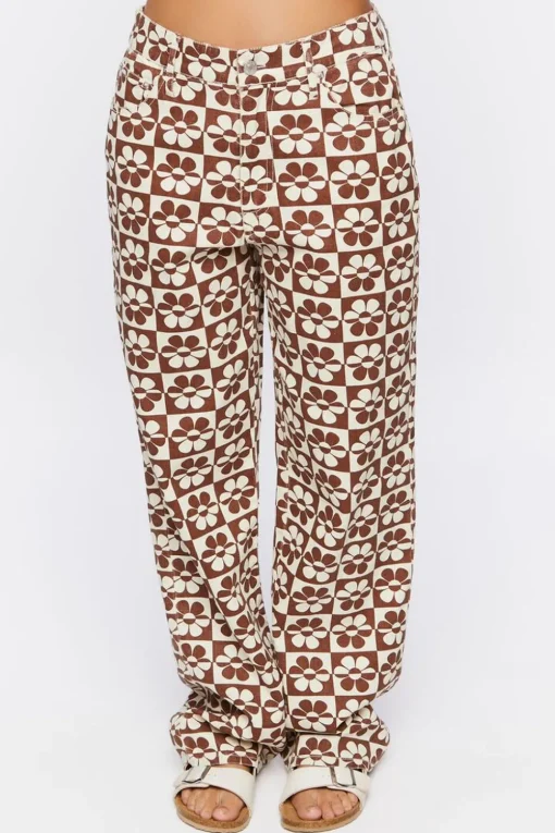 Checkered Floral 90S-Fit Jeans