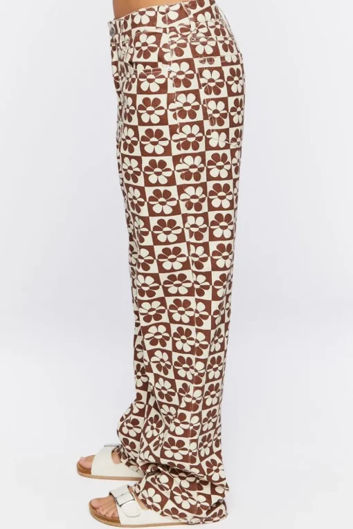 Checkered Floral 90S-Fit Jeans