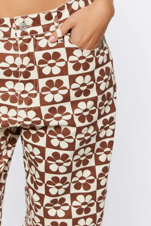 Checkered Floral 90S-Fit Jeans