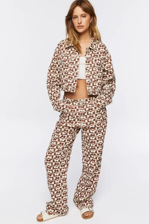 Checkered Floral 90S-Fit Jeans