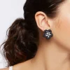 Checkered Floral Stud Earrings