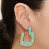 Checkered Heart Hoop Earrings