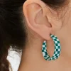 Checkered Hoop Earrings