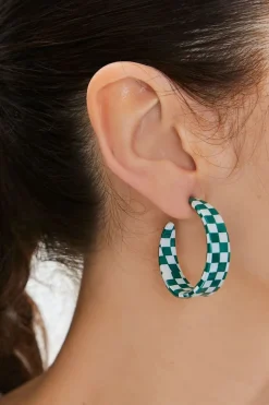 Checkered Hoop Earrings