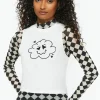 Checkered Print & Cloud Graphic Combo Tee