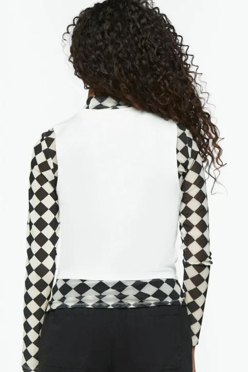 Checkered Print & Cloud Graphic Combo Tee