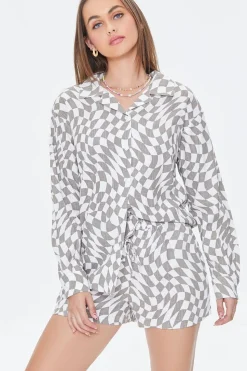 Checkered Print Shirt & Shorts Set