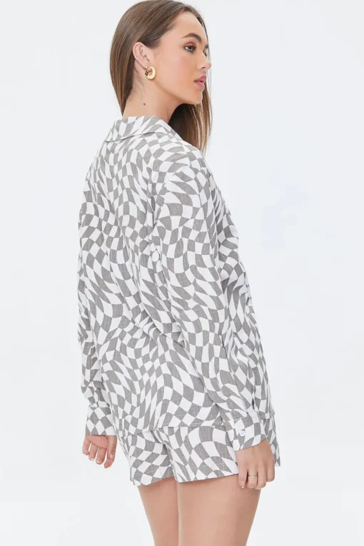 Checkered Print Shirt & Shorts Set
