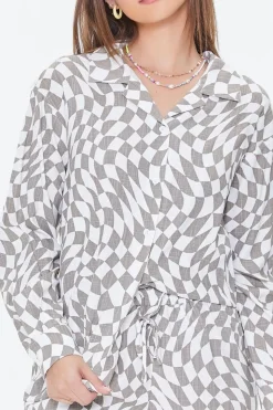 Checkered Print Shirt & Shorts Set