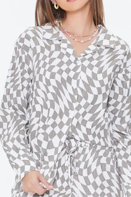 Checkered Print Shirt & Shorts Set
