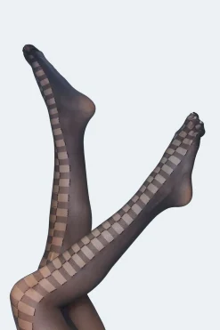 Checkered Semi-Sheer Tights