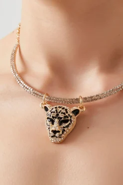 Cheetah Pendant Choker Necklace