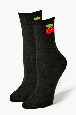 Cherry Print Crew Socks