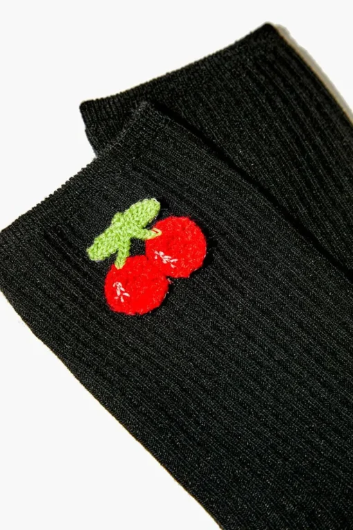 Cherry Print Crew Socks