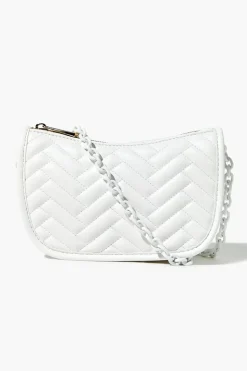 Chevron Quilted Baguette Shoulder Bag