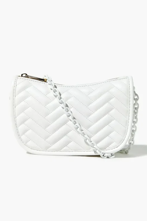 Chevron Quilted Baguette Shoulder Bag