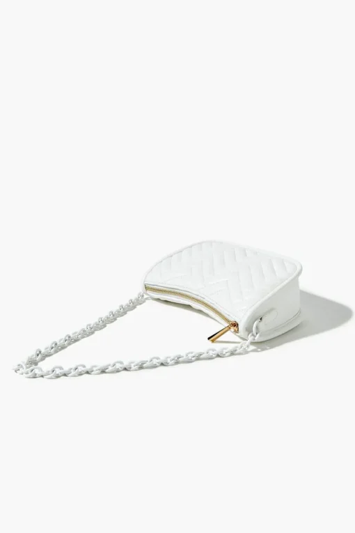 Chevron Quilted Baguette Shoulder Bag