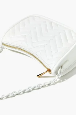 Chevron Quilted Baguette Shoulder Bag